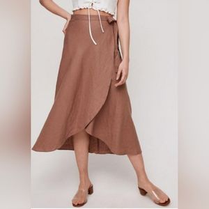 Wilfred - Elena Linen Wrap Tie Skirt in Nutmeg Colour size XXS